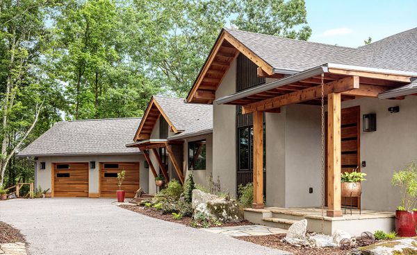 Custom mountain modern home front side