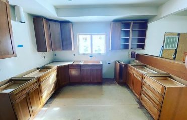 Spacious kitchen of custom mountain home under construction