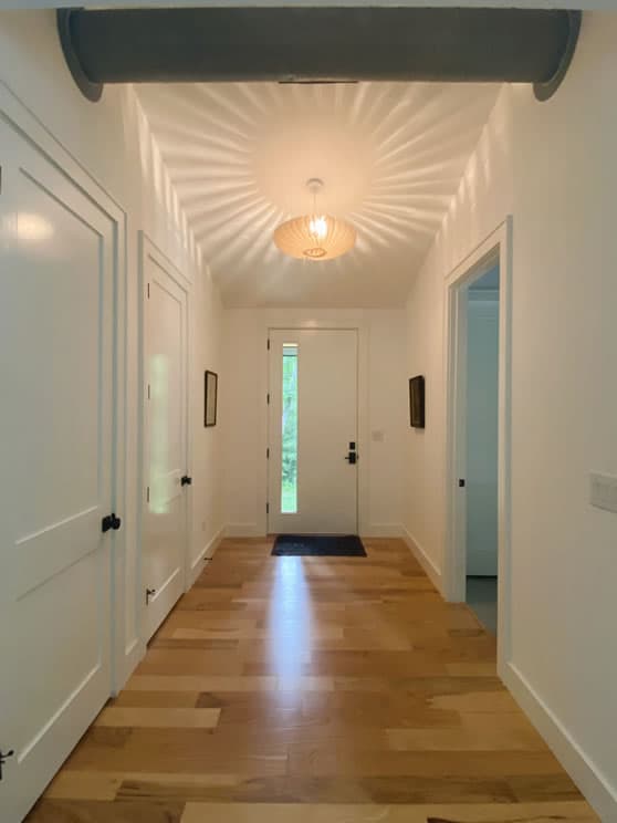 Wood floor long hallway